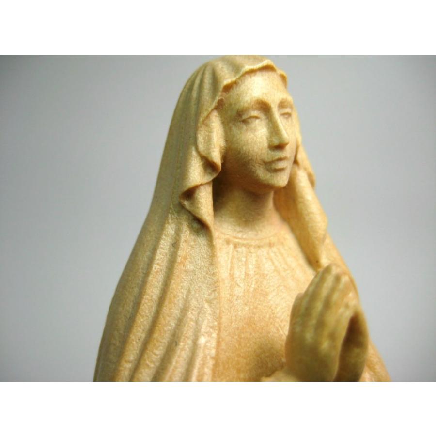 創業100年《レーピ》木彫り 聖母マリア像 12cm「ルルド」ニス仕上げ 