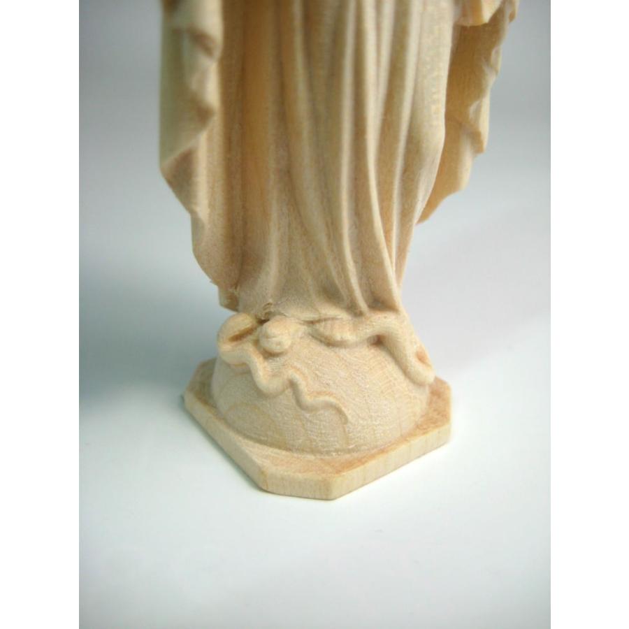 創業100年《レーピ》木彫り 聖母マリア像 9cm「無原罪」白木仕上げ