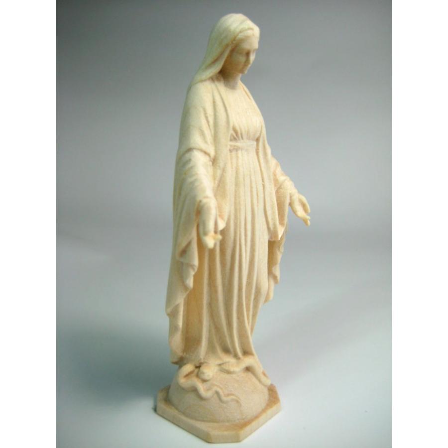 創業100年《レーピ》木彫り 聖母マリア像 9cm「無原罪」白木仕上げ