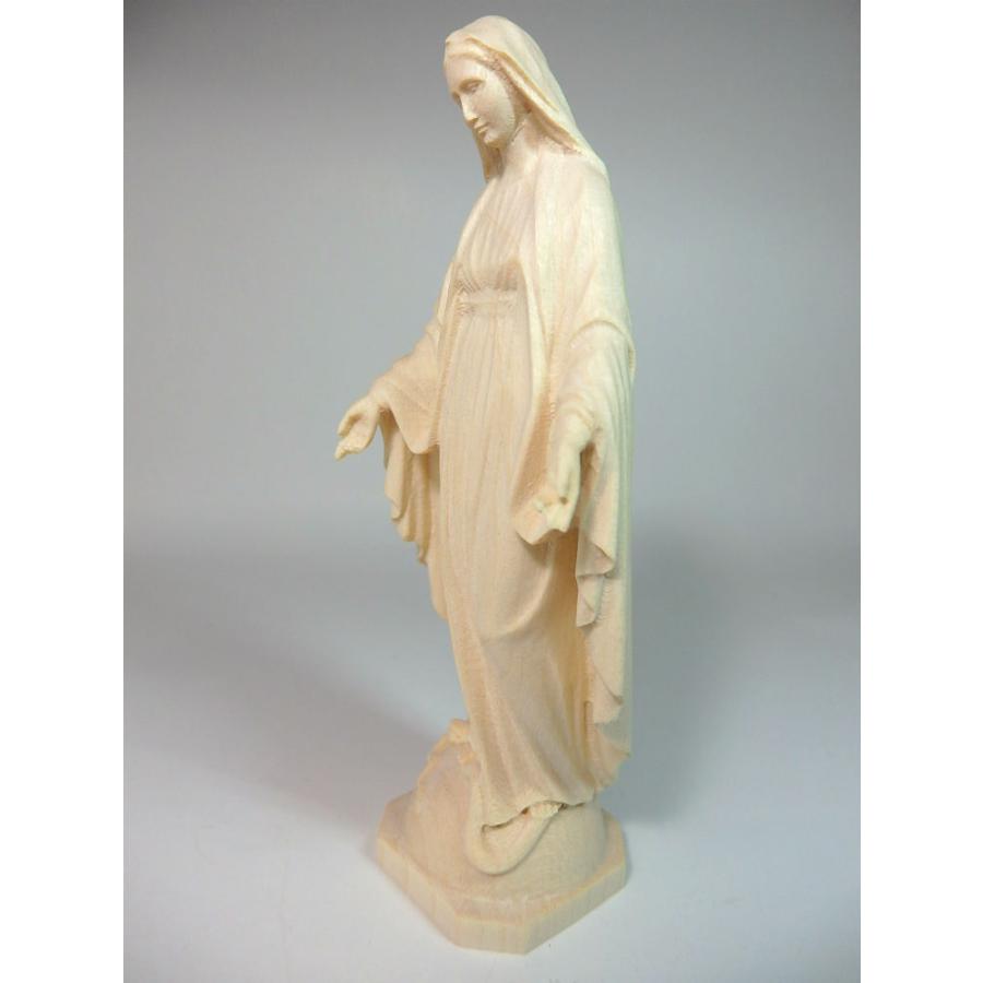 創業100年《レーピ》木彫り 聖母マリア像 12cm「無原罪」白木仕上げ