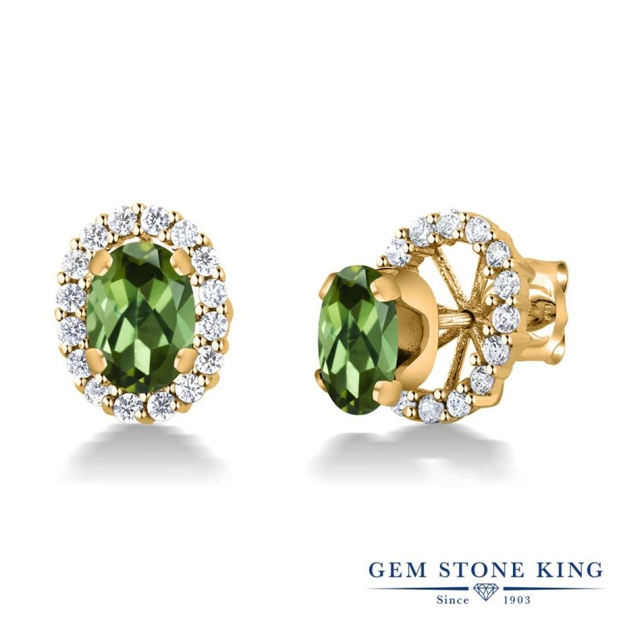 天然 グリーントルマリン ピアス レディース イエローゴールド 加工 天然石 10月 誕生石 お守り 誕生日プレゼント 女性 アレルギー対応 ブランド