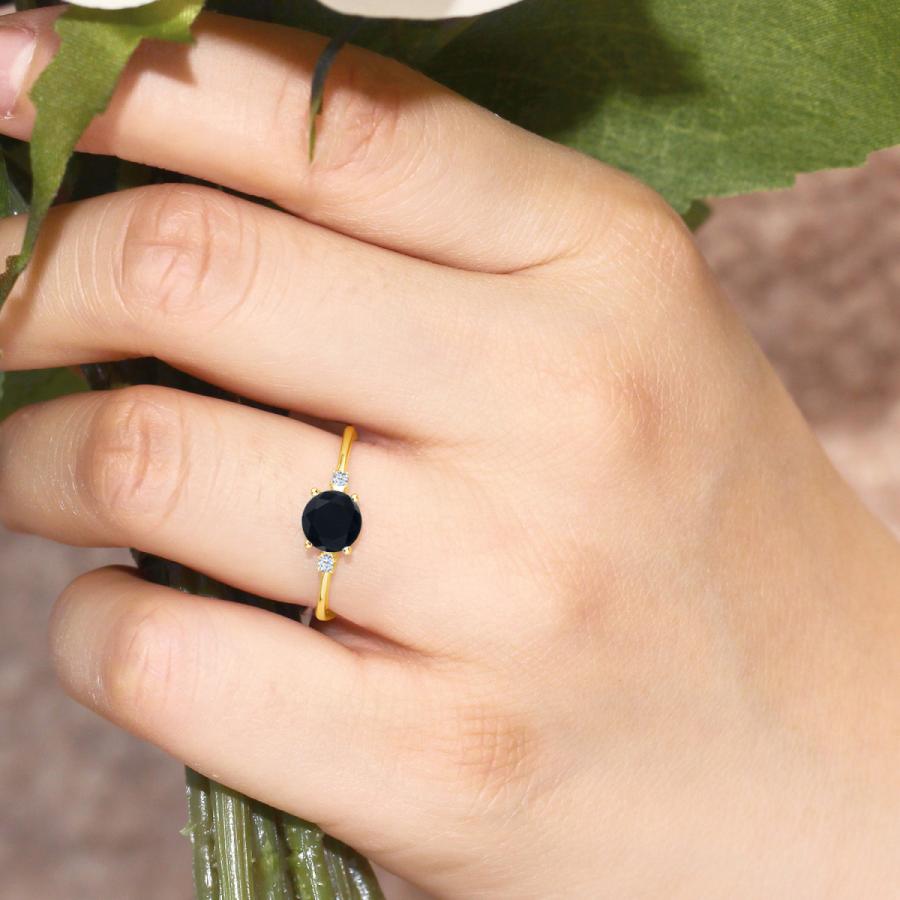 天然 オニキス リング レディース 指輪 10金 イエローゴールド 天然石 8月 誕生石 ブランド 10金 6mm 5mm