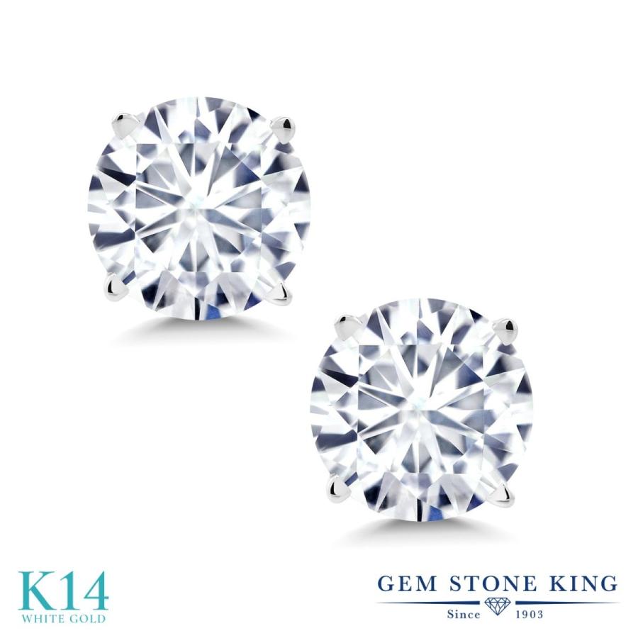 ピアス レディース モアサナイト Forever One GHI 14金 ホワイトゴールド プレゼント 女性 ブランド