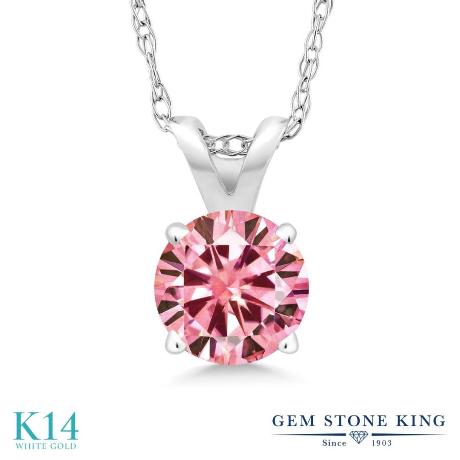 ピンク モアサナイト ネックレス レディース 14金 ホワイトゴールド プレゼント 女性 ブランド