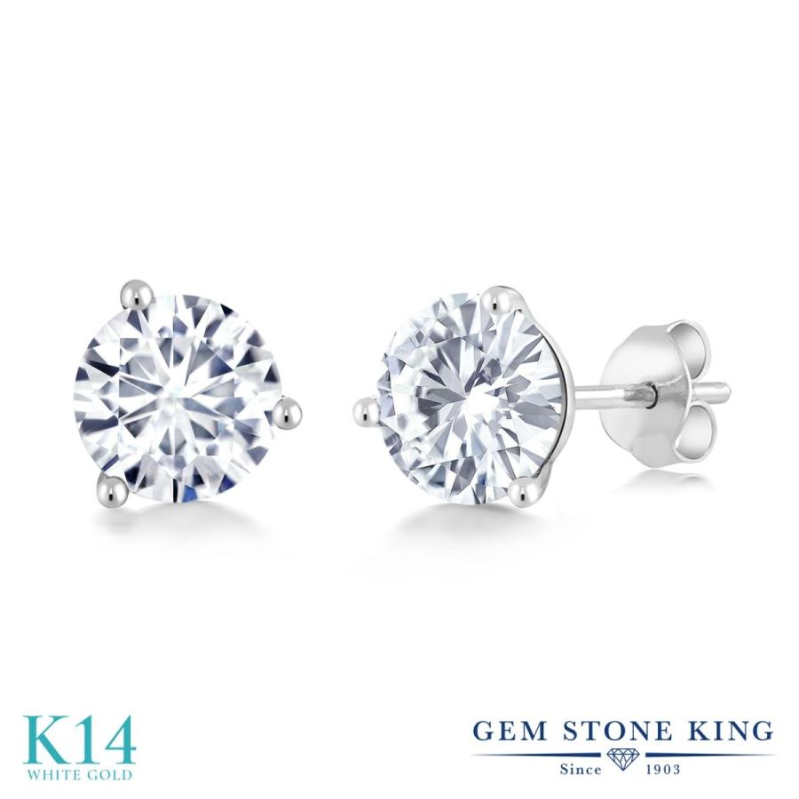 ピアス レディース モアサナイト Forever One GHI 14金 ホワイトゴールド プレゼント 女性 ブランド