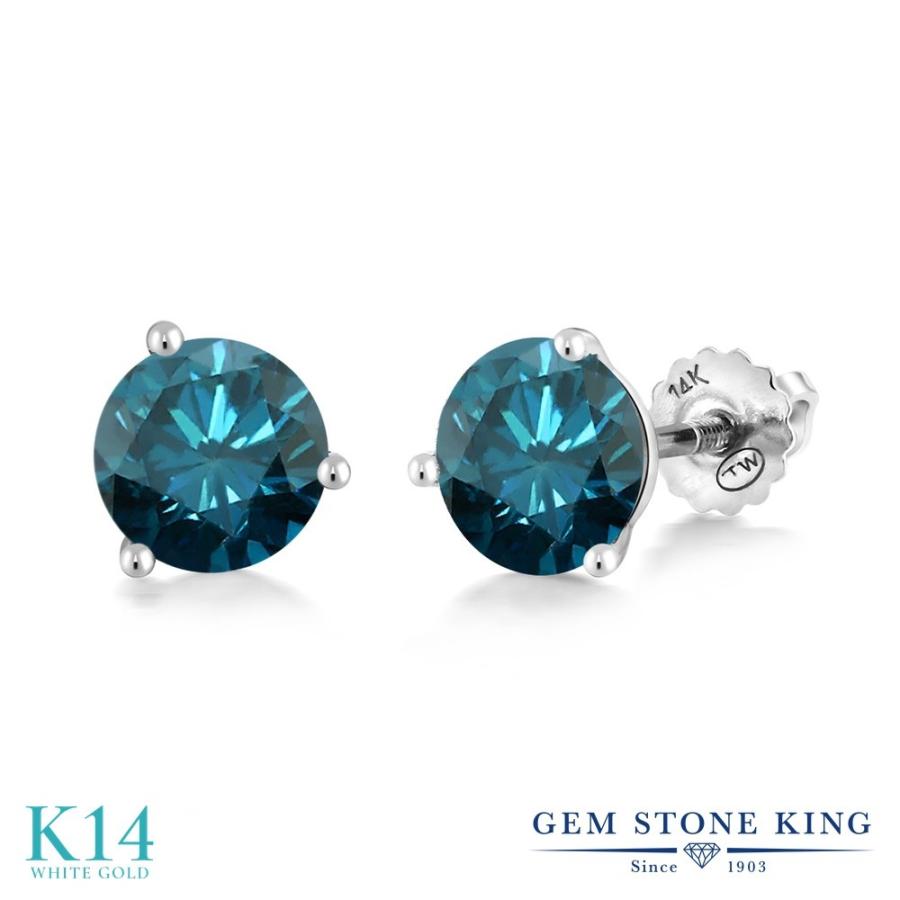 天然 ブルーダイヤモンド ピアス レディース 14金 ホワイトゴールド 天然石 4月 誕生石 お守り 誕生日プレゼント 女性 アレルギー対応 ブランド