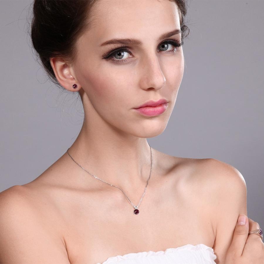 天然 ロードライト ガーネット ネックレス ピアス 創業1903年 セット ホワイトゴールド レディース ホワイトゴールド Stone 14金 天然石 King 14金 Gem 0007 Rd Rg R Wg14k Gem