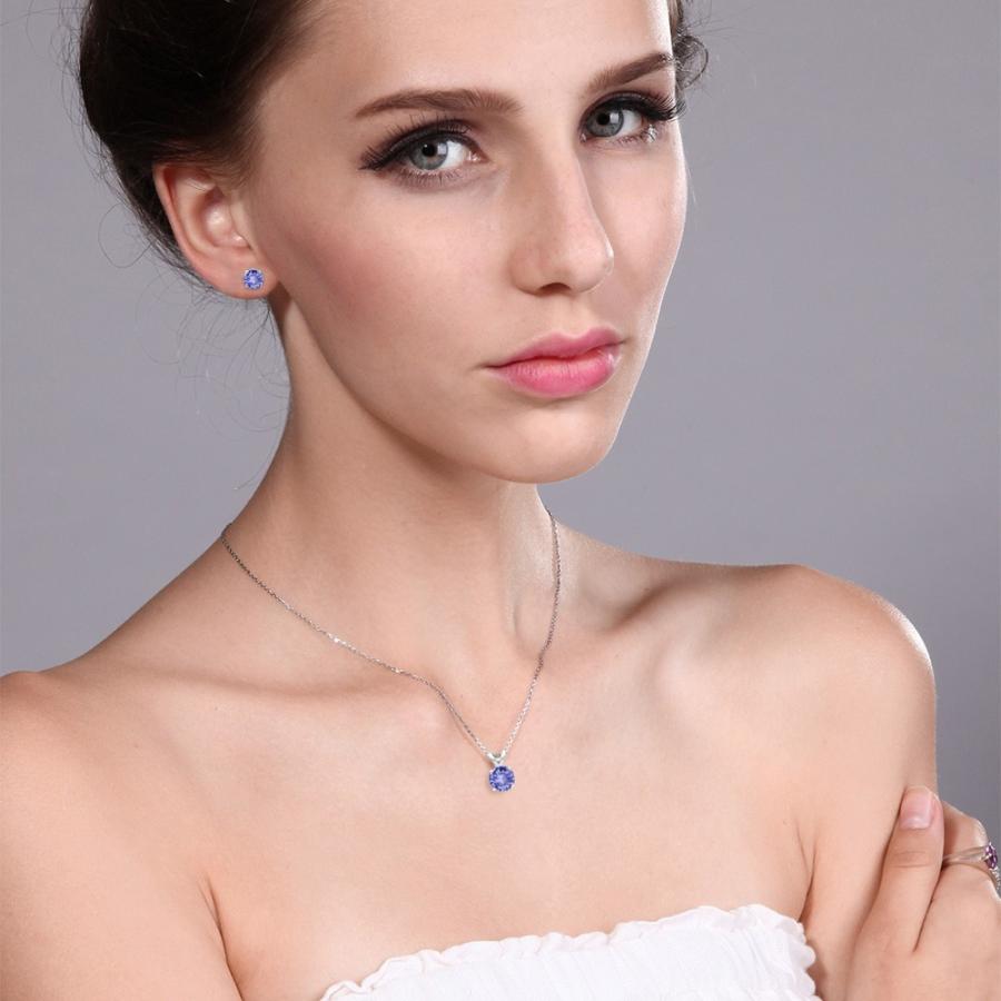 天然 タンザナイト ネックレス ピアス セット レディース 14金  