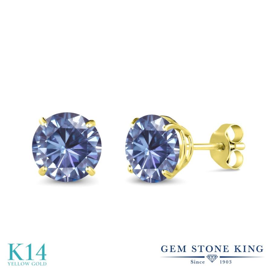 ブルー モアサナイト ピアス レディース 14金 イエローゴールド プレゼント 女性 アレルギー対応 ブランド