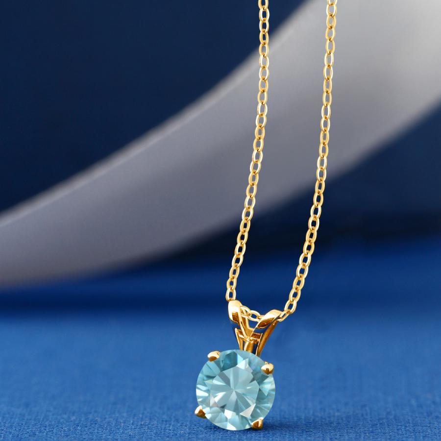 天然 ブルージルコン ネックレス レディース イエローゴールド 加工  