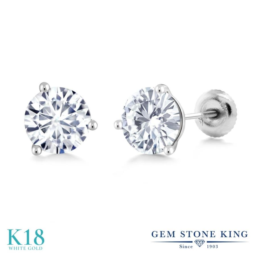 ピアス レディース モアサナイト Forever One DEF 18金 ホワイト