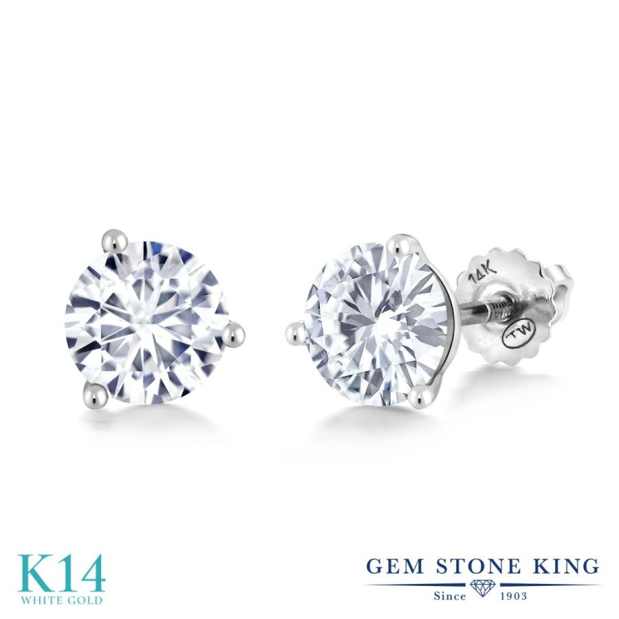 ピアス レディース モアサナイト Forever One GHI 14金 ホワイトゴールド プレゼント 女性 ブランド