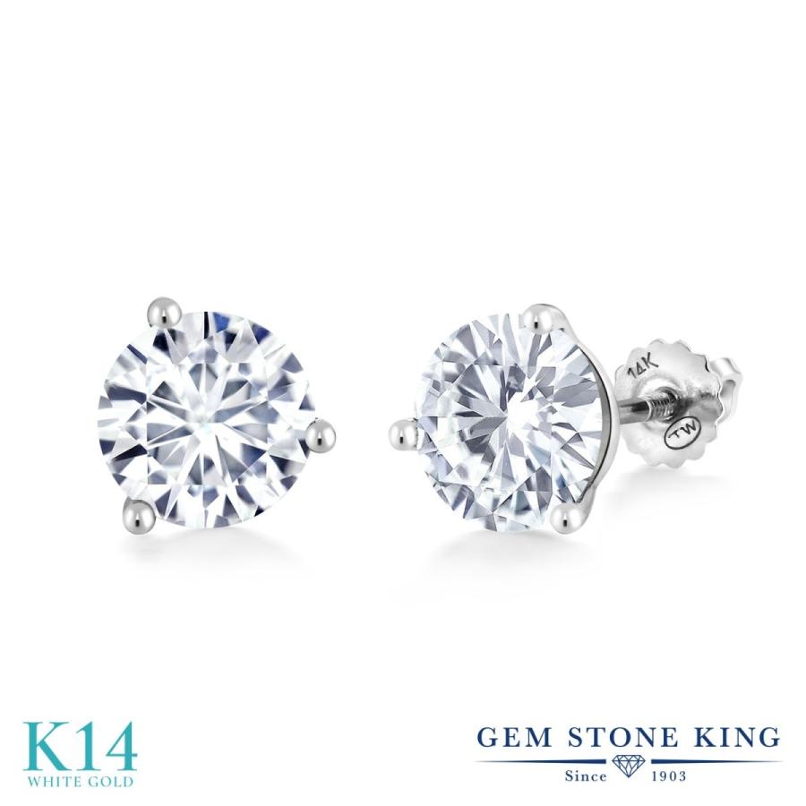 ピアス レディース モアサナイト Forever One GHI 14金 ホワイトゴールド プレゼント 女性 ブランド