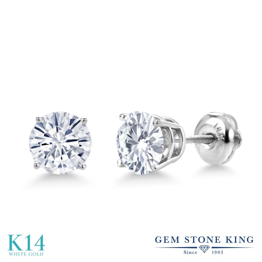 ピアス レディース モアサナイト Forever One GHI 14金 ホワイトゴールド プレゼント 女性 ブランド