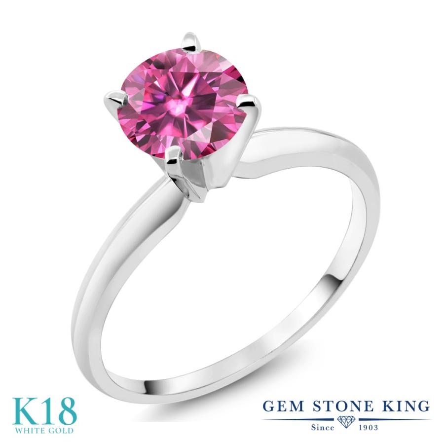 ピンク モアサナイト リング レディース 指輪 18金 ホワイトゴールド プレゼント 女性 ブランド