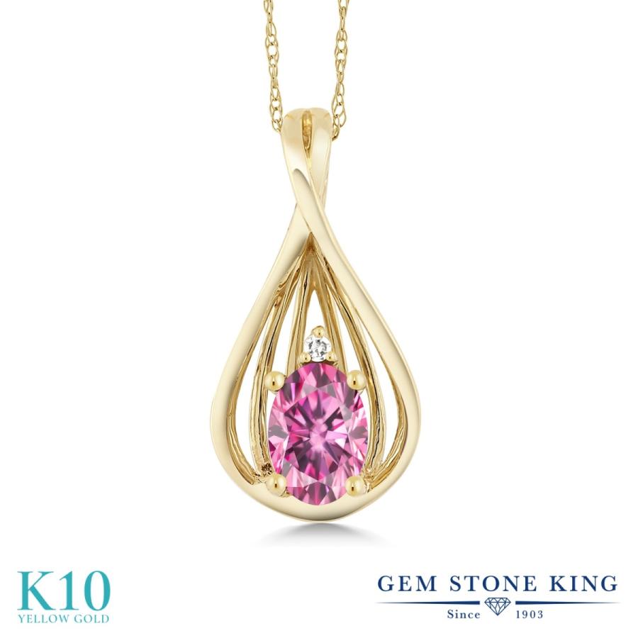 ピンク モアサナイト ネックレス レディース 10金 イエローゴールド プレゼント 女性 ブランド モアサナイト 覆輪ネックレス レディース K10 10金