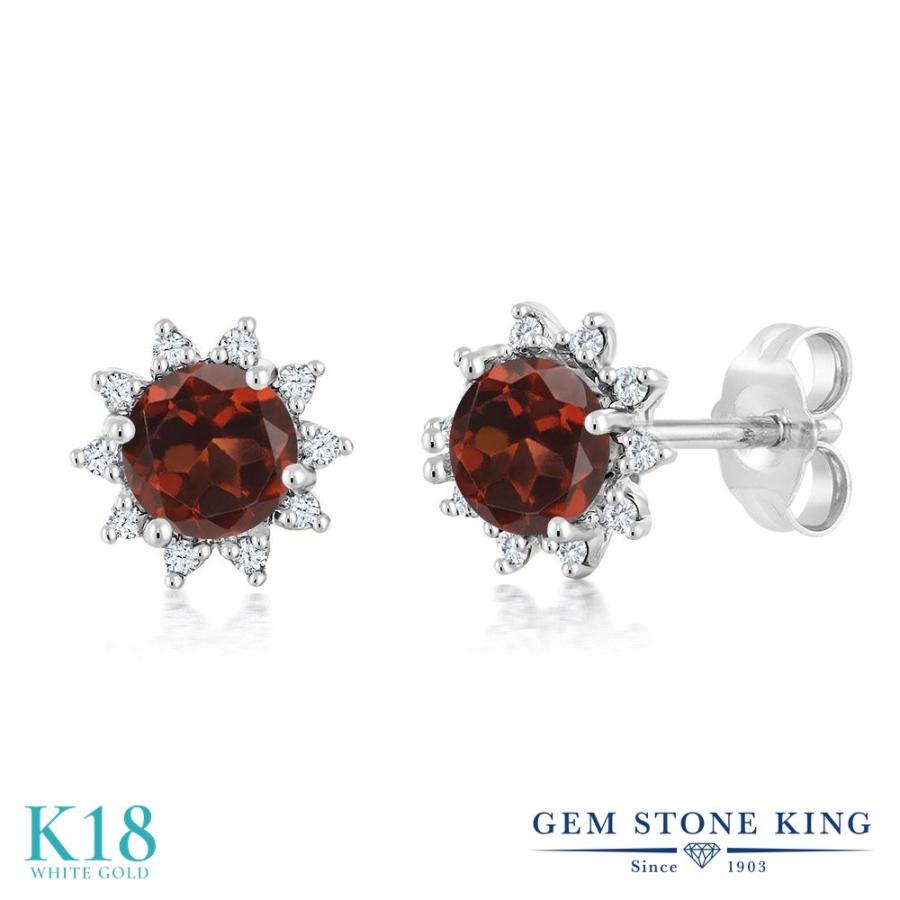 最適な材料 天然 ガーネット ピアス レディース 18金 ホワイトゴールド スタッド 天然石 1月 誕生石 金属アレルギー対応 最安 Collezionec2ph Com