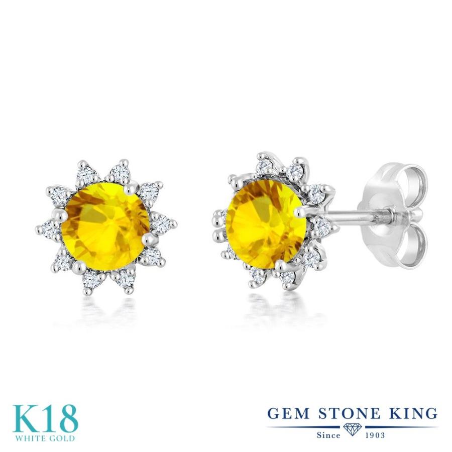 天然 イエローサファイア ピアス レディース 18金 ホワイトゴールド 天然石 9月 誕生石 お守り 誕生日プレゼント 女性 アレルギー対応 ブランド