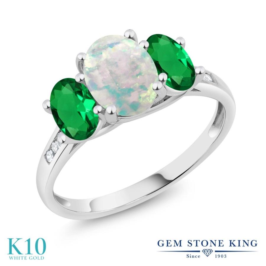 シミュレイテッド ホワイトオパール リング レディース 指輪 10金 ホワイトゴールド 10月 誕生石 お守り 誕生日プレゼント 女性 ブランド