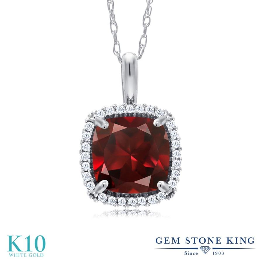 天然 ガーネット ネックレス レディース 10金 ホワイトゴールド 天然石 1月 誕生石 お守り 誕生日プレゼント 女性 ブランド