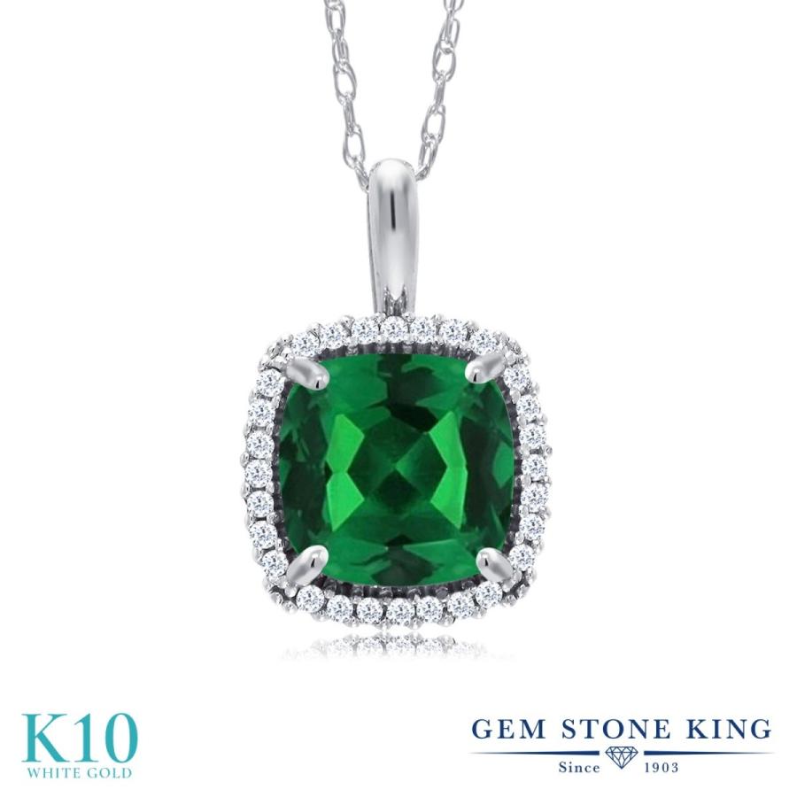 ナノ エメラルド ネックレス レディース 10金 ホワイトゴールド ブランド
