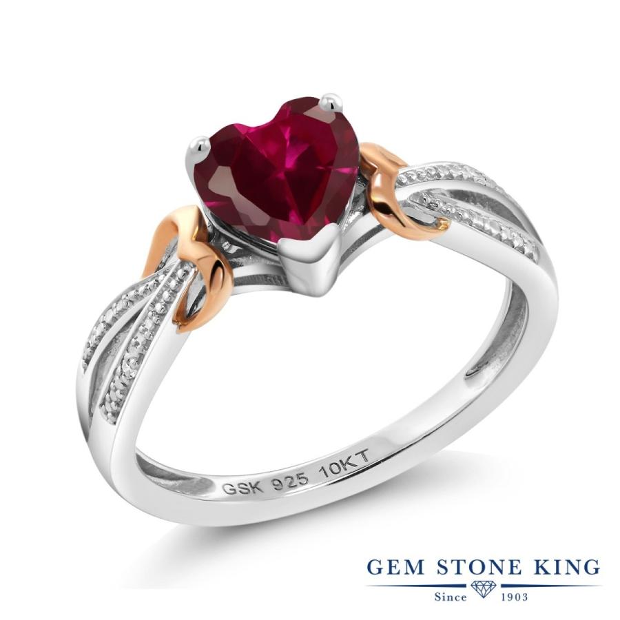 シンセティック ルビー リング レディース 指輪 ピンクゴールド＆シルバー925 7月 誕生石 お守り 誕生日プレゼント 女性 ブランド