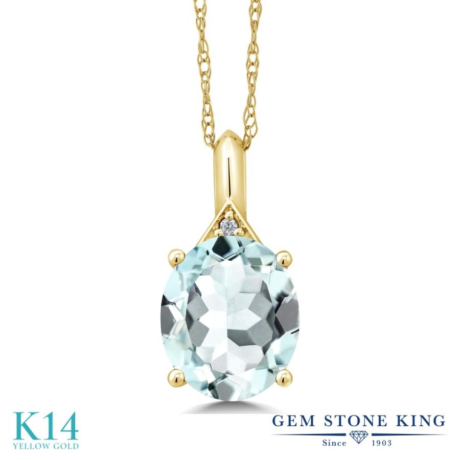 シミュレイテッド アクアマリン ネックレス レディース 14金 イエローゴールド ブランド