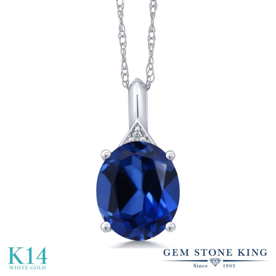 シンセティック サファイア ネックレス レディース 14金 ホワイトゴールド 9月 誕生石 お守り 誕生日プレゼント 女性 ブランド