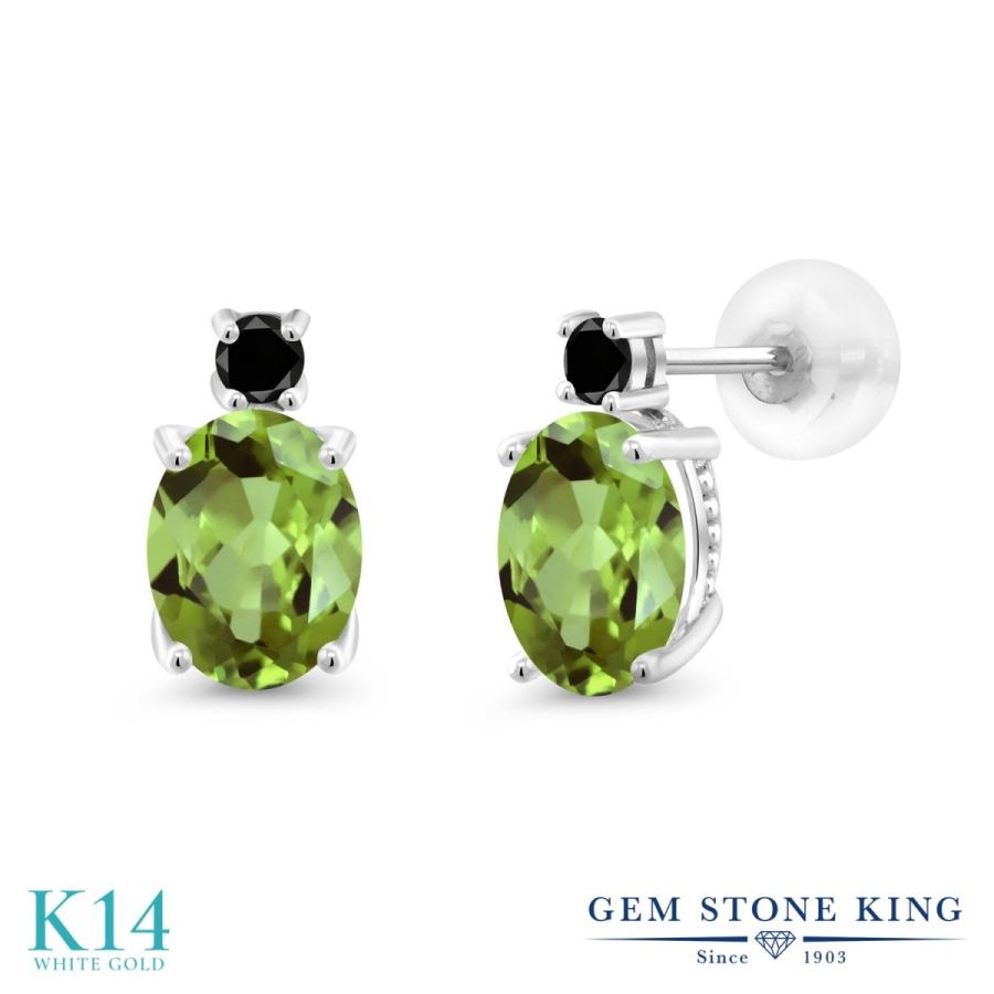 天然 ペリドット ピアス レディース 14金 ホワイトゴールド 天然石 8月 誕生石 お守り 誕生日プレゼント 女性 アレルギー対応 ブランド