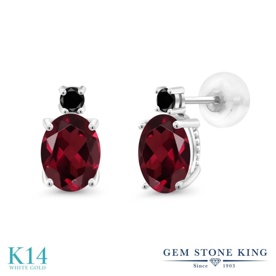 天然 ロードライト ガーネット ピアス レディース 14金 ホワイトゴールド 天然石 お守り アレルギー対応 ブランド