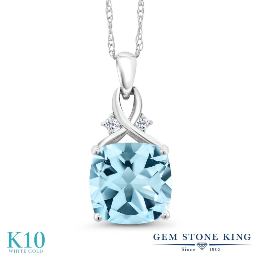 天然 スカイブルートパーズ ネックレス レディース 10金 ホワイトゴールド 天然石 11月 誕生石 お守り 誕生日プレゼント 女性 ブランド