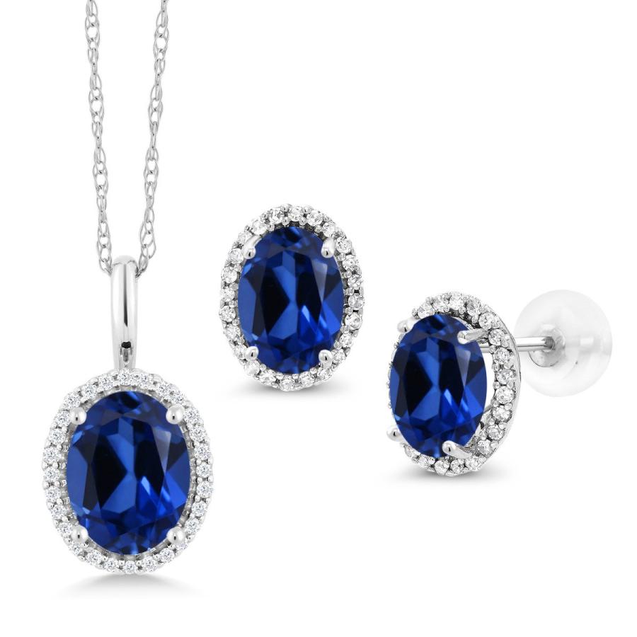 Sale 55 Off セット ピアス ネックレス 合成サファイア ブランド 人気 合成サファイア レディース セット レディース 誕生石 9月 ホワイトゴールド 10金 レディースアクセサリー
