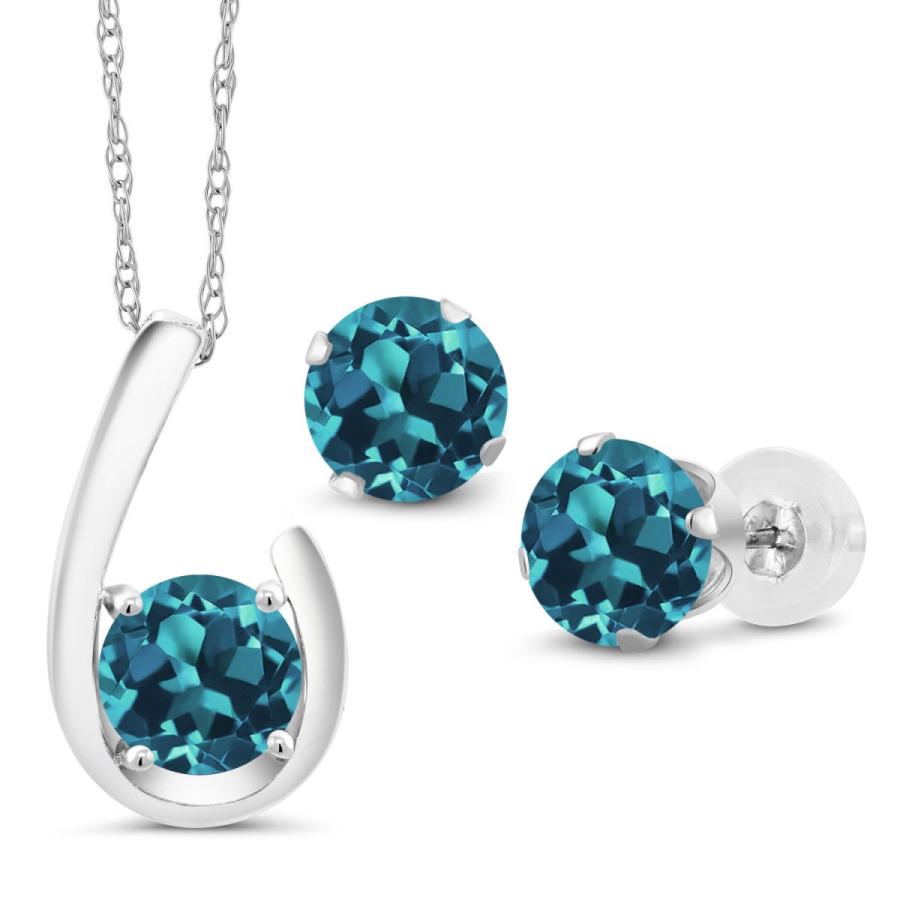 天然 ロンドンブルートパーズ ネックレス ピアス セット レディース 10金 ホワイトゴールド 天然石 11月 誕生石 お守り 誕生日プレゼント 女性