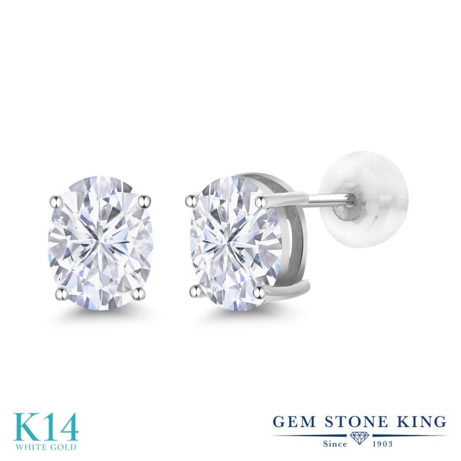 ピアス レディース モアサナイト Forever One GHI 14金 ホワイトゴールド プレゼント 女性 ブランド