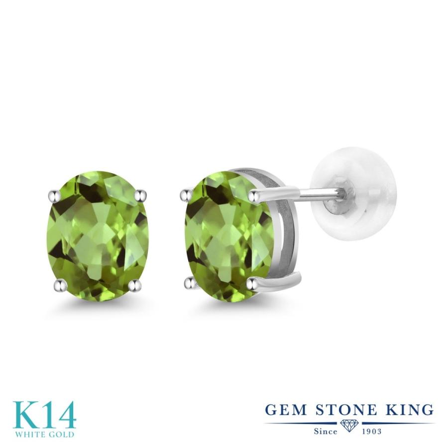 天然 ペリドット ピアス レディース 14金 ホワイトゴールド 天然石 8月 誕生石 お守り 誕生日プレゼント 女性 アレルギー対応 ブランド