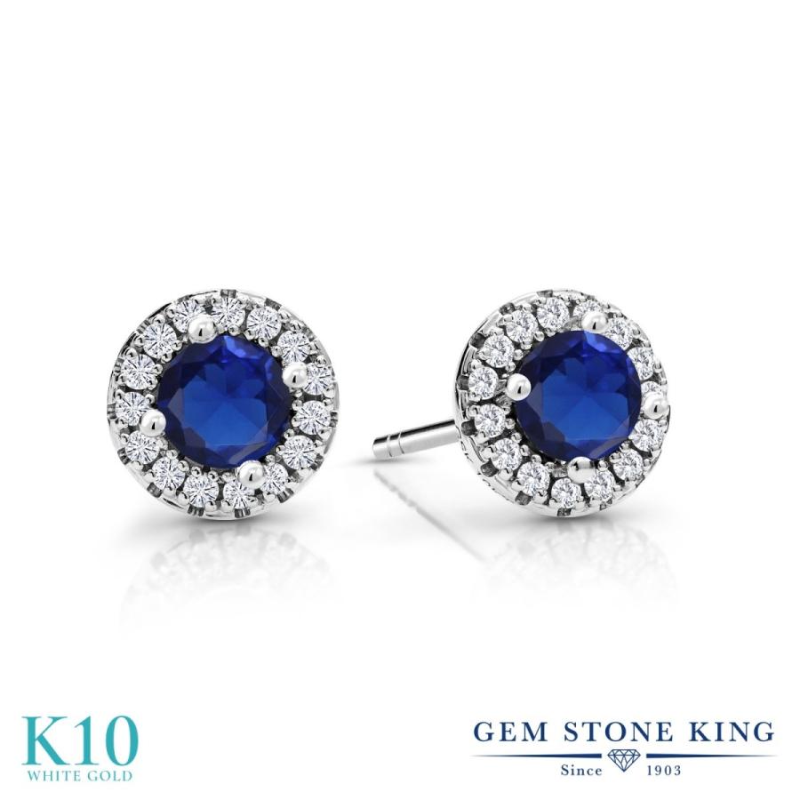 シンセティック サファイア ピアス レディース 10金 ホワイトゴールド 9月 誕生石 お守り 誕生日プレゼント 女性 アレルギー対応 ブランド