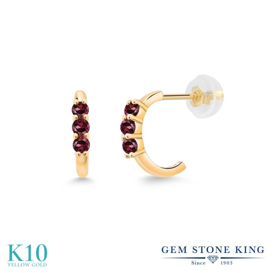 新規購入 天然 ロードライト ガーネット ピアス レディース 10金 イエローゴールド フープ 天然石 金属アレルギー対応 第1位獲得 Collezionec2ph Com