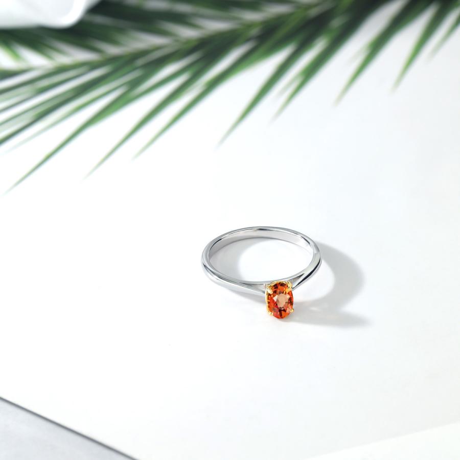 天然 オレンジサファイア リング レディース 指輪＆イエローゴールド
