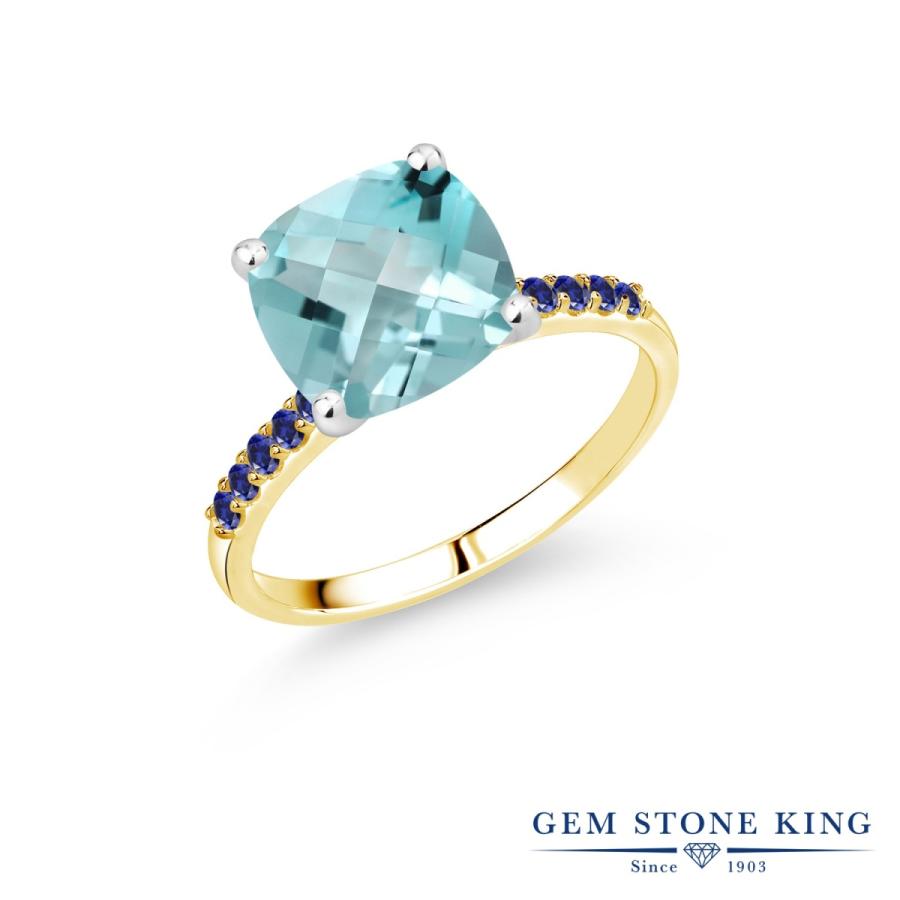 天然 スカイブルートパーズ リング レディース 指輪 10金 ツートンゴールド 天然石 11月 誕生石 ブランド