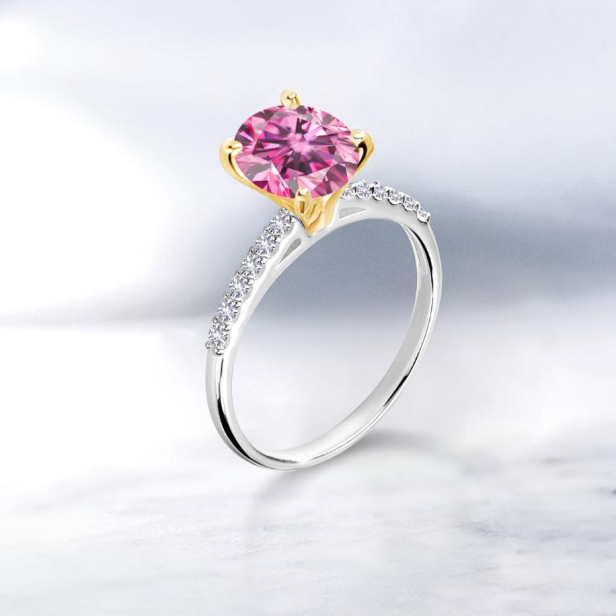 ピンク モアサナイト リング レディース 指輪 プレゼント 女性 ブランド ツートン ピンク モアサナイト 5mm