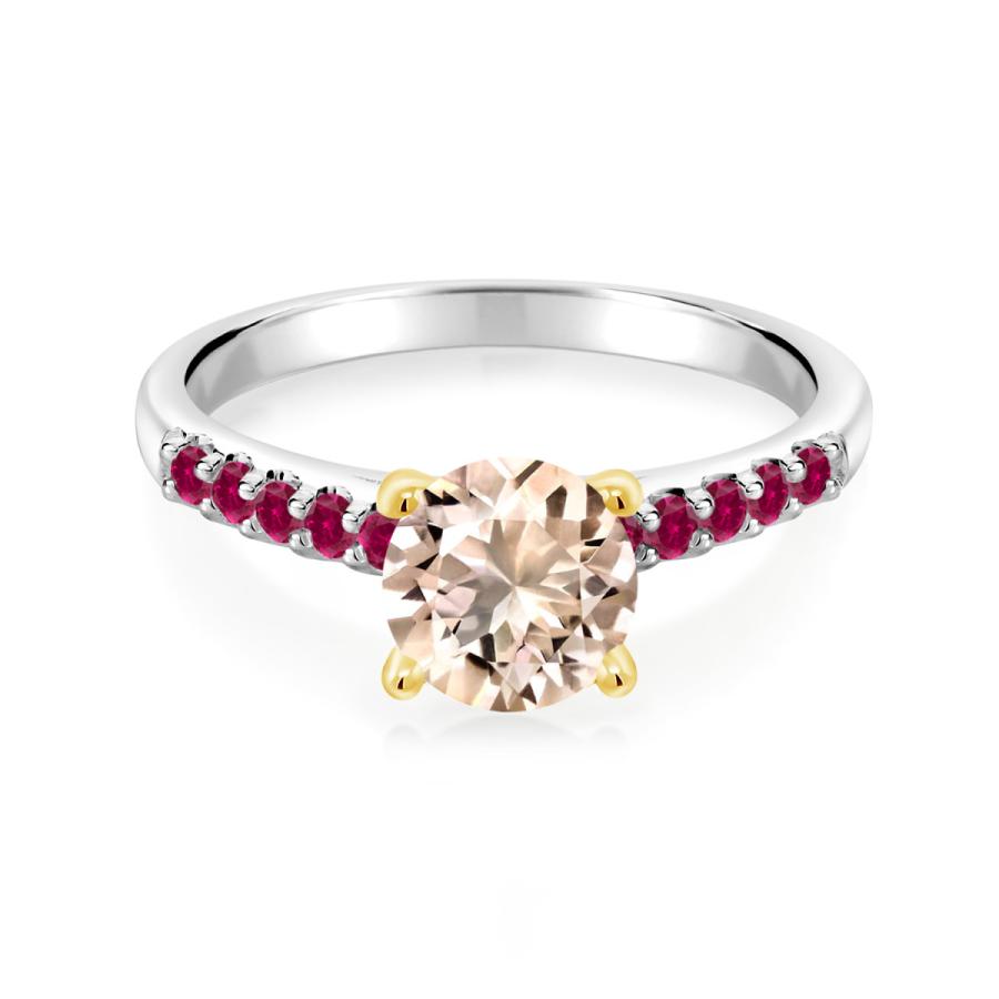 天然 モルガナイト リング レディース 指輪 天然石 4月 誕生石 ブランド ツートン 7mm 2mm