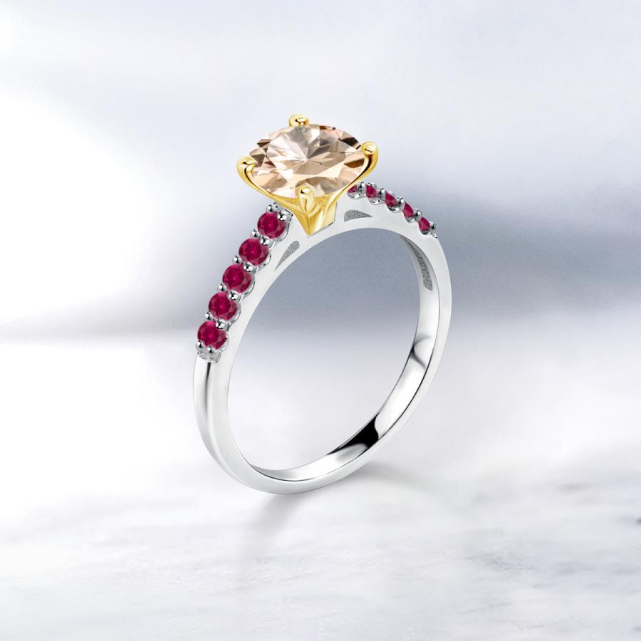 天然 モルガナイト リング レディース 指輪 天然石 4月 誕生石 ブランド ツートン 7mm 2mm