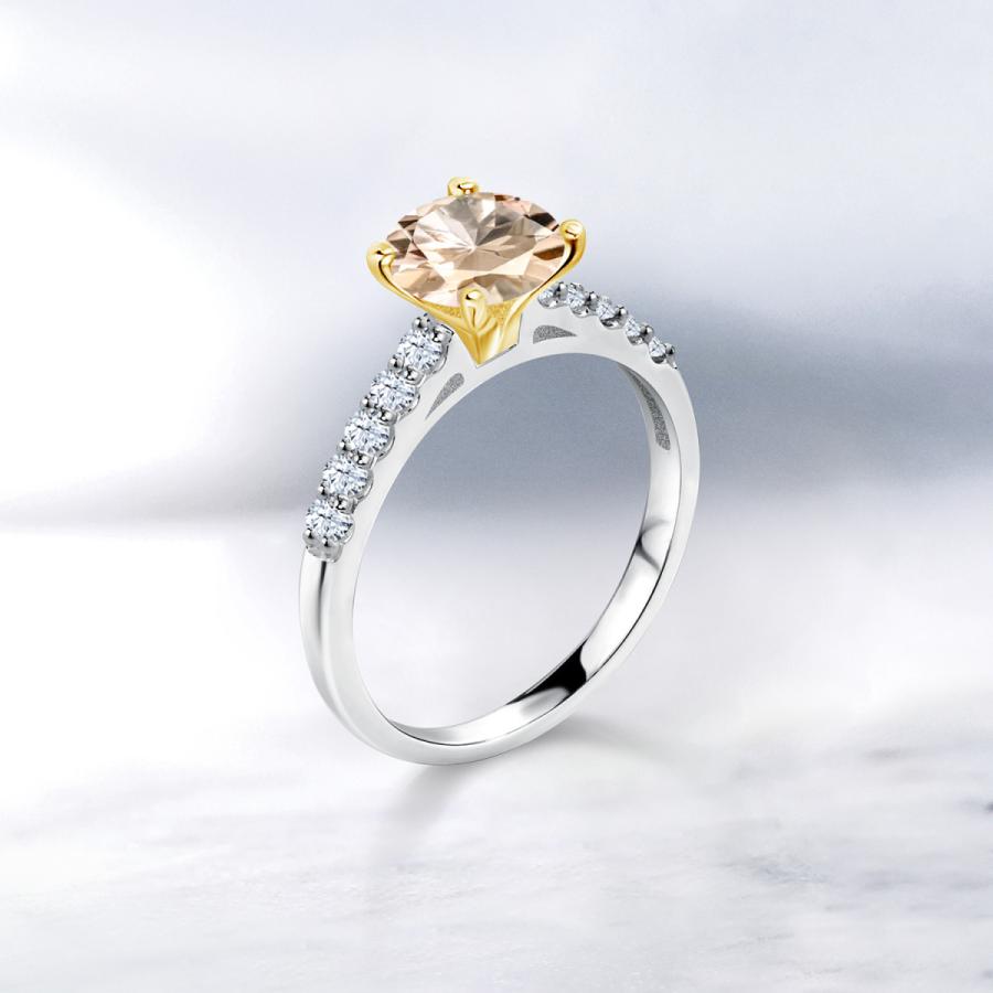 天然 モルガナイト リング レディース 指輪 天然石 4月 誕生石 ブランド ツートン 7mm 2mm