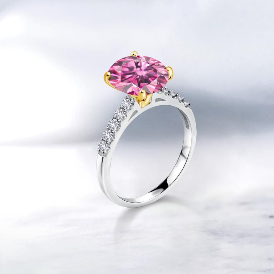 ピンク モアサナイト リング レディース 指輪 プレゼント 女性 ブランド ツートン ピンク モアサナイト 7mm