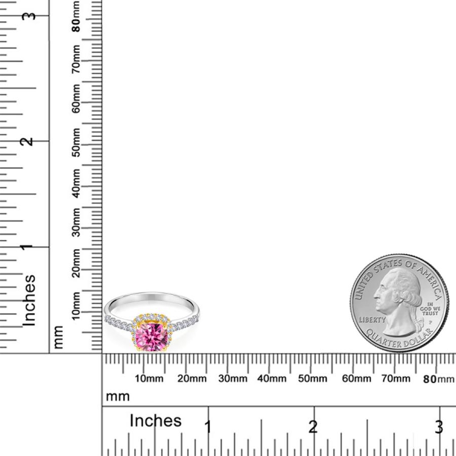 ピンク モアサナイト リング レディース 指輪 プレゼント 女性 ブランド ツートン ピンク モアサナイト 6mm シンセティック ホワイトサファイア 2mm 5mm
