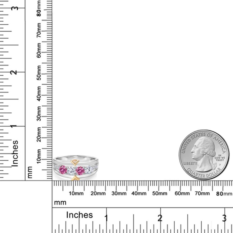 ピンク モアサナイト リング レディース 指輪 プレゼント 女性 ブランド ツートン 4mm モアサナイト ピンク 23カラット 2mm