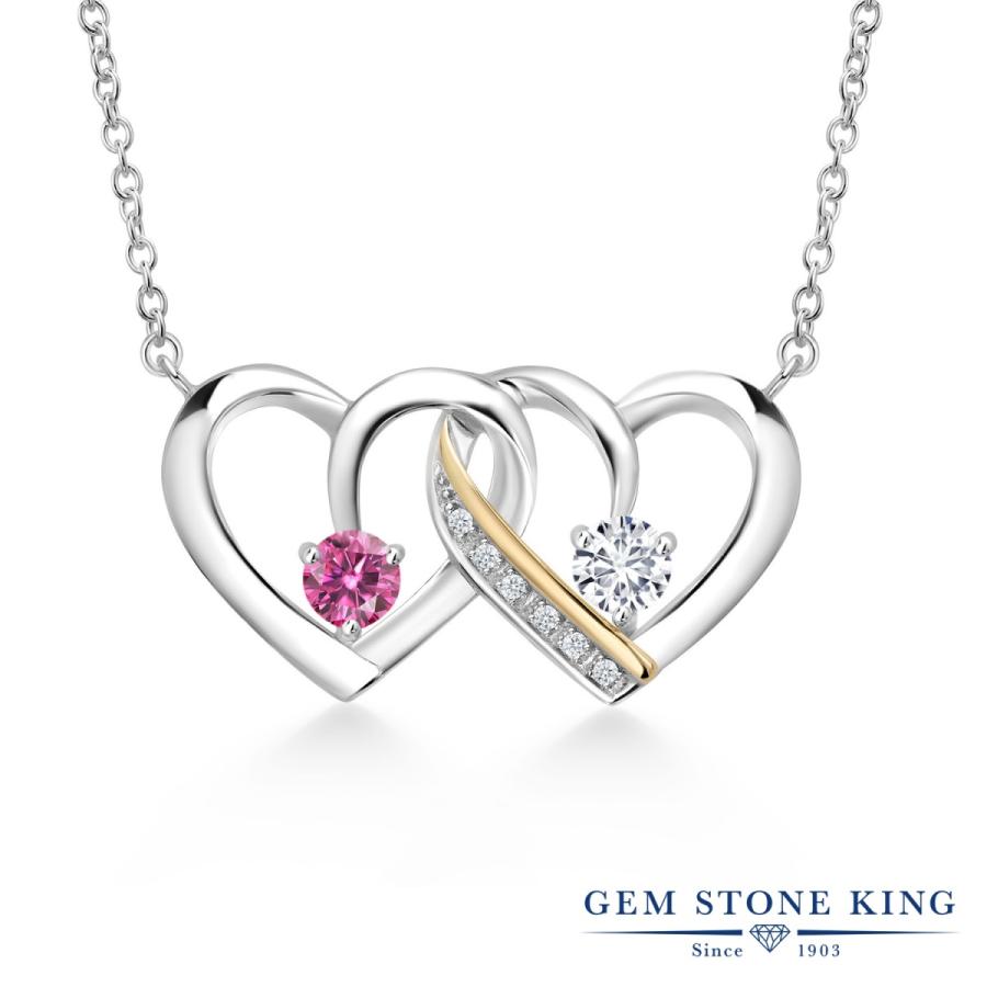 ピンク モアサナイト オープンハート ネックレス レディース プレゼント 女性 ブランド