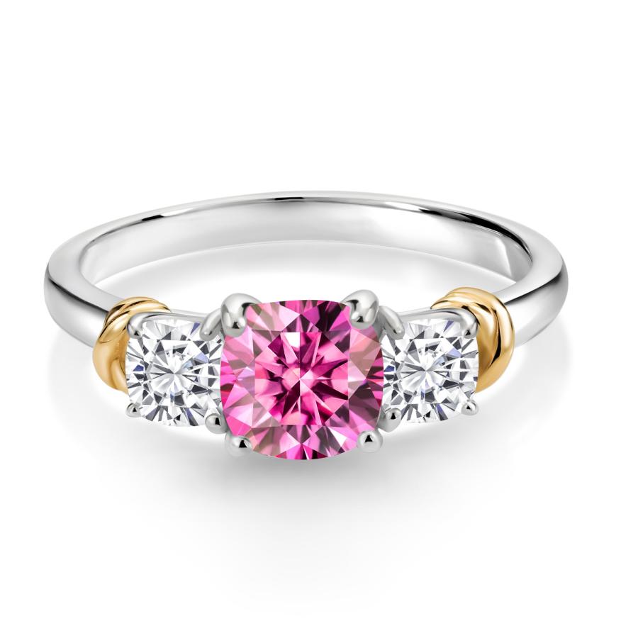 ピンク モアサナイト リング レディース 指輪 プレゼント 女性 ブランド ツートン モアサナイト ピンク 6mm 4mm