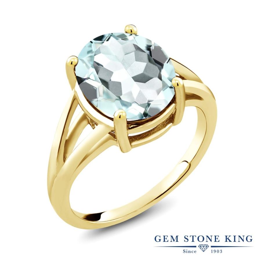シミュレイテッド アクアマリン リング レディース 指輪 イエローゴールド 加工 ブランド
