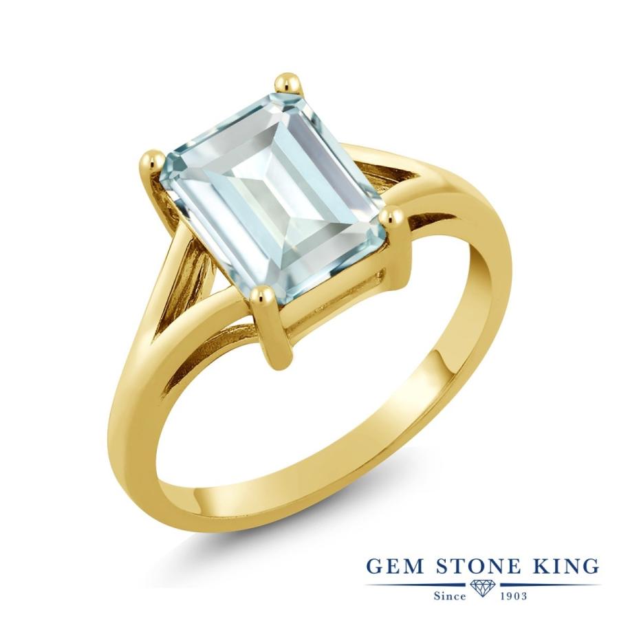 シミュレイテッド アクアマリン リング レディース 指輪 イエローゴールド 加工 ブランド